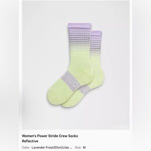 lululemon power stride crew socks, Wordmark, reflective,  M, lavender